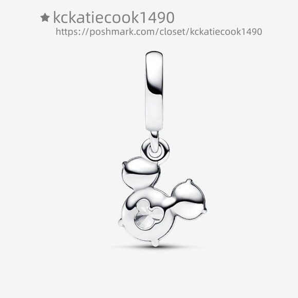 Pandora Disney Mickey Mouse Sparkling Head Silhouette Dangle Charm - Picture 2 of 5